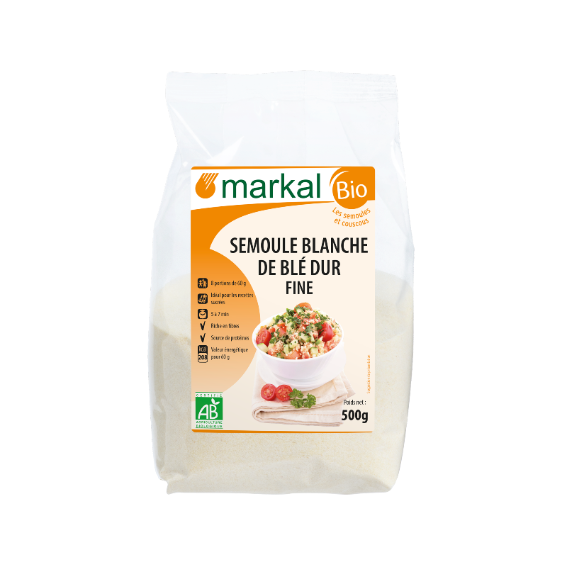 Semoule blanche de ble dur fine 500g